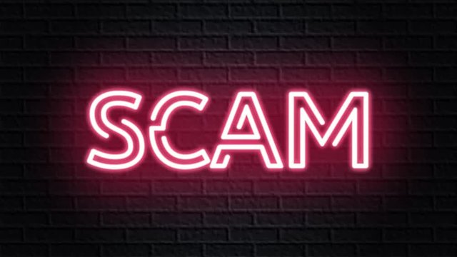 red neon video animation scam