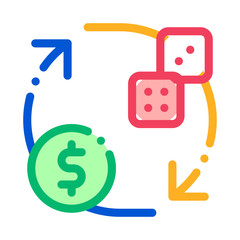 Exchange Sign of Dice for Money Betting And Gambling Icon Vector Thin Line. Contour Illustration
