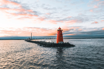 The Poolbeg Lighthouse At A Sunset.
