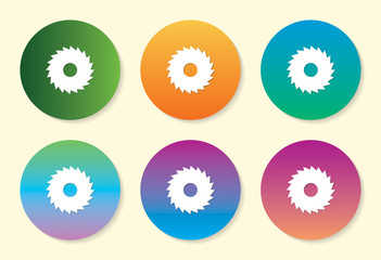 Saw Blade six color gradient icon design.