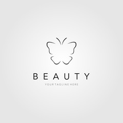 line art butterfly logo vector illustration label badge design