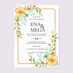 wedding invitation card background with beautiful flower and leaves