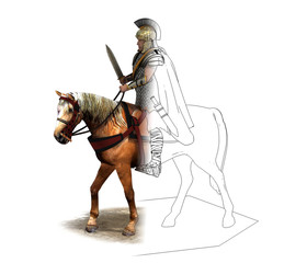 Fototapeta premium rider, warrior on horseback, 3D rendering, 3D illustration