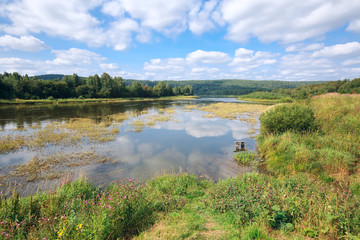 View of the Chusovaya River in summer. Russia.