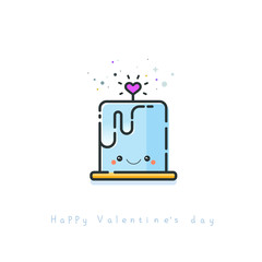 Vector cute candle character with heart 