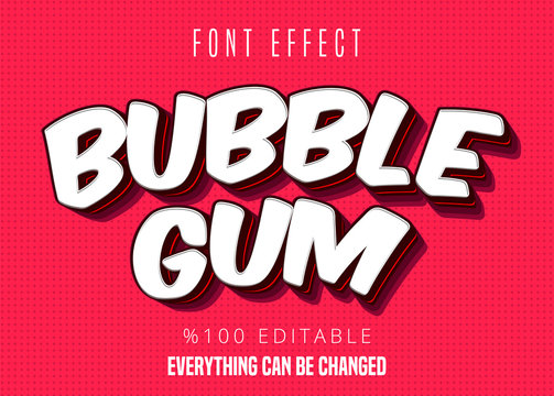 Bubble Gum text effect, editable font and text style