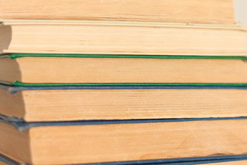 stack of old book education concept background, many books piles with copy space for text.