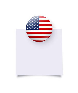 USA magnet, badge, circle button template on white