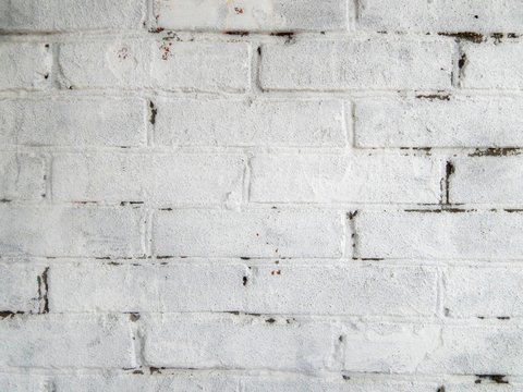 White grunge old aged brick wall texture photo wallpaper banner background.