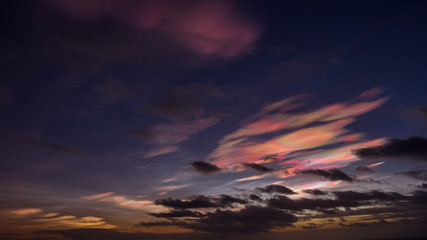 Illuminated polar stratospheric clouds above Iceland