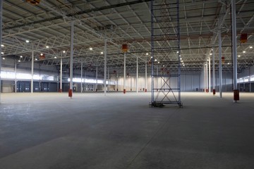 Empty Warehouse With Scaffold