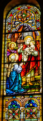 Fototapeta premium Baby Jesus Simeon Stained Glass Saint Mary's Catholic Church San Antonio Texas