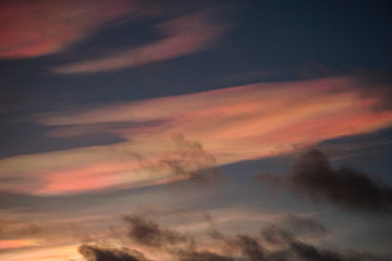 Fototapeta na wymiar Illuminated polar stratospheric clouds above Iceland