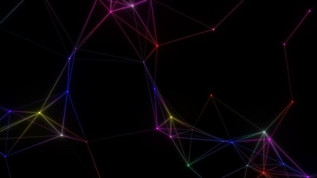 4k video. Triangles texture. Geometric shapes. Low poly triangles. Neon lines. Futuristic graphic. Abstract motion background animated. 3840x2160