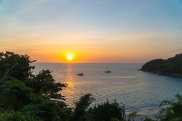 Fototapeta na wymiar scenery sunset at Meridien beach Phuket Thailand