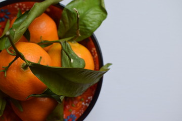 Juicy tangerines in a bowl - obrazy, fototapety, plakaty
