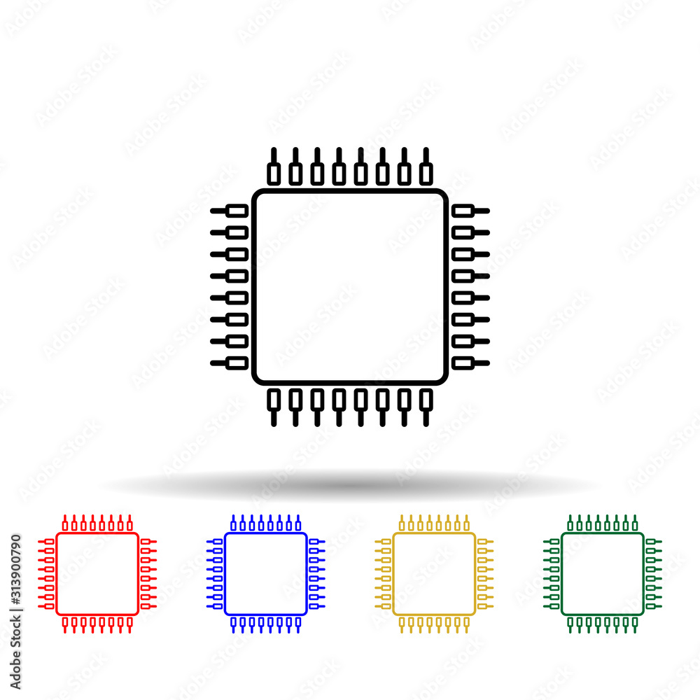 Aufkleber cpu multi color style icon. simple thin line, outline vector of computer parts icons for ui and ux, 