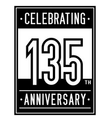 135 years anniversary celebration logotype design. 135th logo. Vector and illustration.