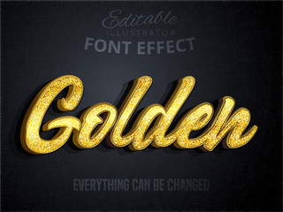 Golden text effect, editable shiny gold font and text style