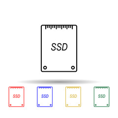 SSD hard drive multi color style icon. Simple thin line, outline vector of computer parts icons for ui and ux, website or mobile application