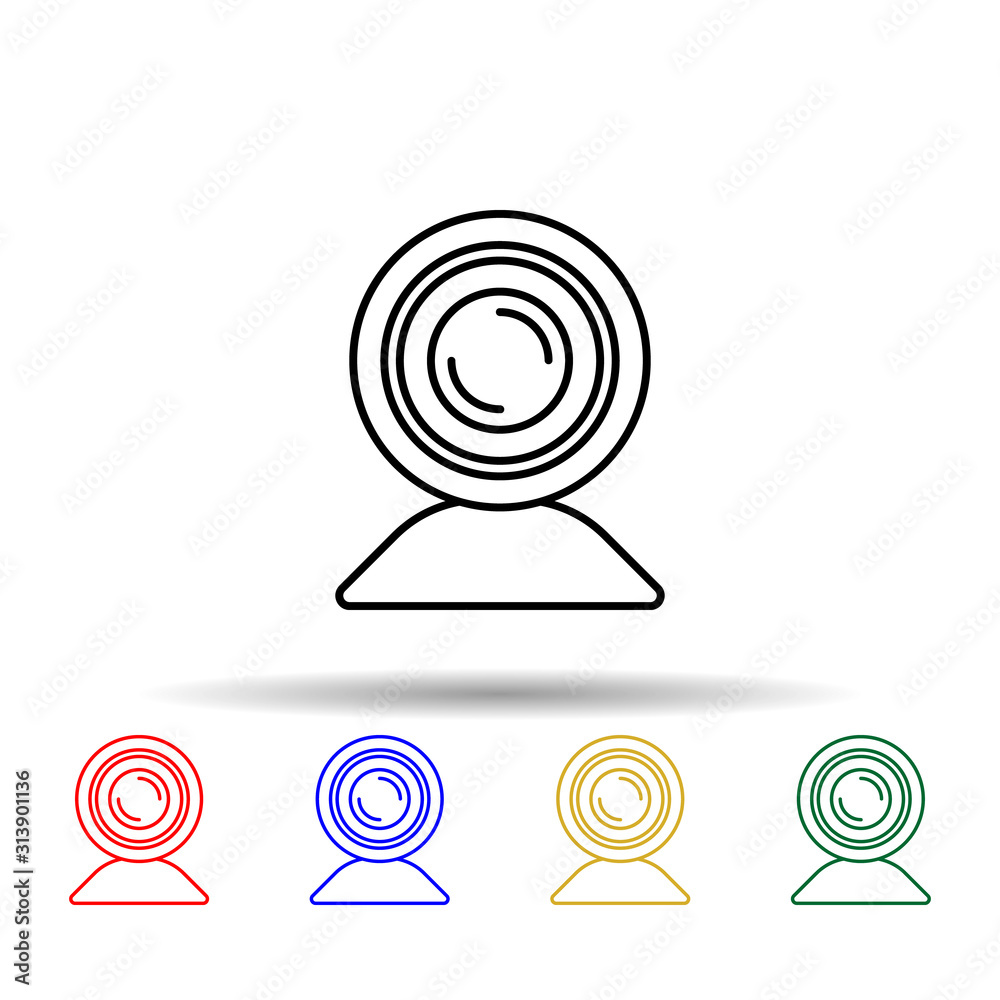 Poster web camera multi color style icon. simple thin line, outline vector of computer parts icons for ui a