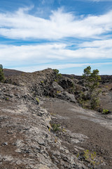 landscape showing the results of an old volcanic lava flow on the island of hawaii