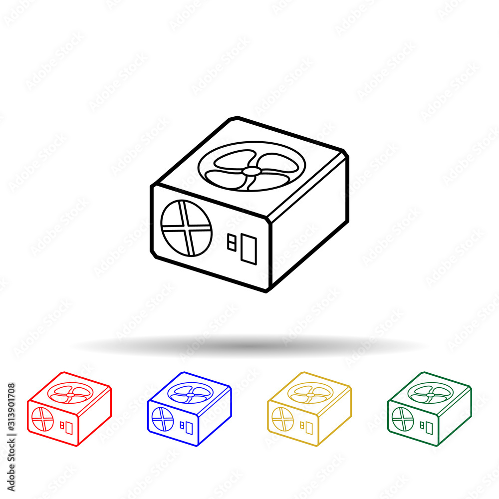 Poster Power supply multi color style icon. Simple thin line, outline vector of computer parts icons for ui and ux, website or mobile application