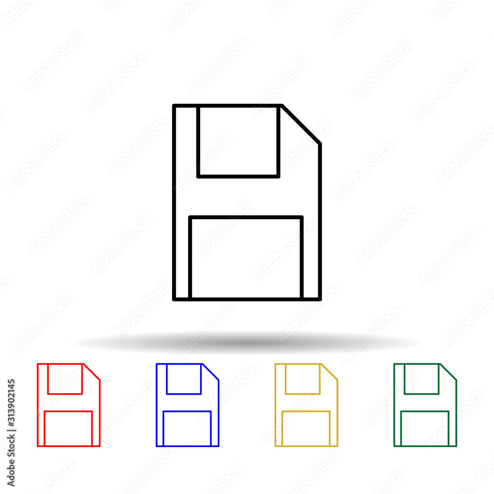 Poster floppy disc multi color style icon. simple thin line, outline vector of computer parts icons for ui 