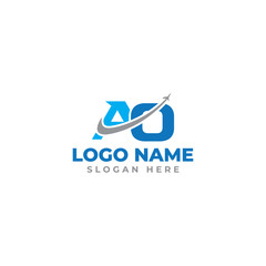 AO travel letter logo design template full vector 