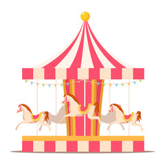 Merry go round vintage carousel flat illustration © backup_studio