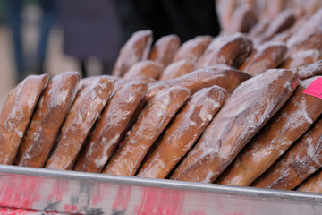 Street trading Christmas sweets and sweet pastries