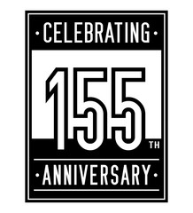 155 years anniversary celebration logotype design. 155th logo. Vector and illustration.
