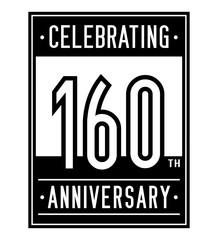 160 years anniversary celebration logotype design. 160th logo. Vector and illustration.