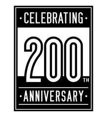 200 years anniversary celebration logotype design. 200th logo. Vector and illustration.