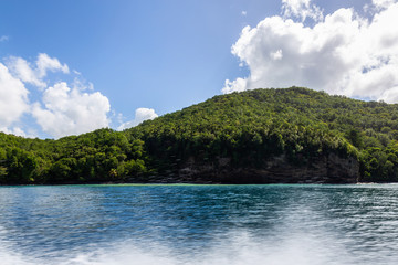 Beautiful View of the Coast on the Caribbean Sea during a vibrant sunny day. Taken in Castries, Saint Lucia.