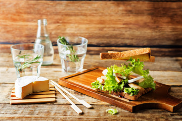 Chicken Brie cheese sandwich on the plate