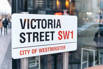 London City Victoria Street Sign SW1. City of Westminster.