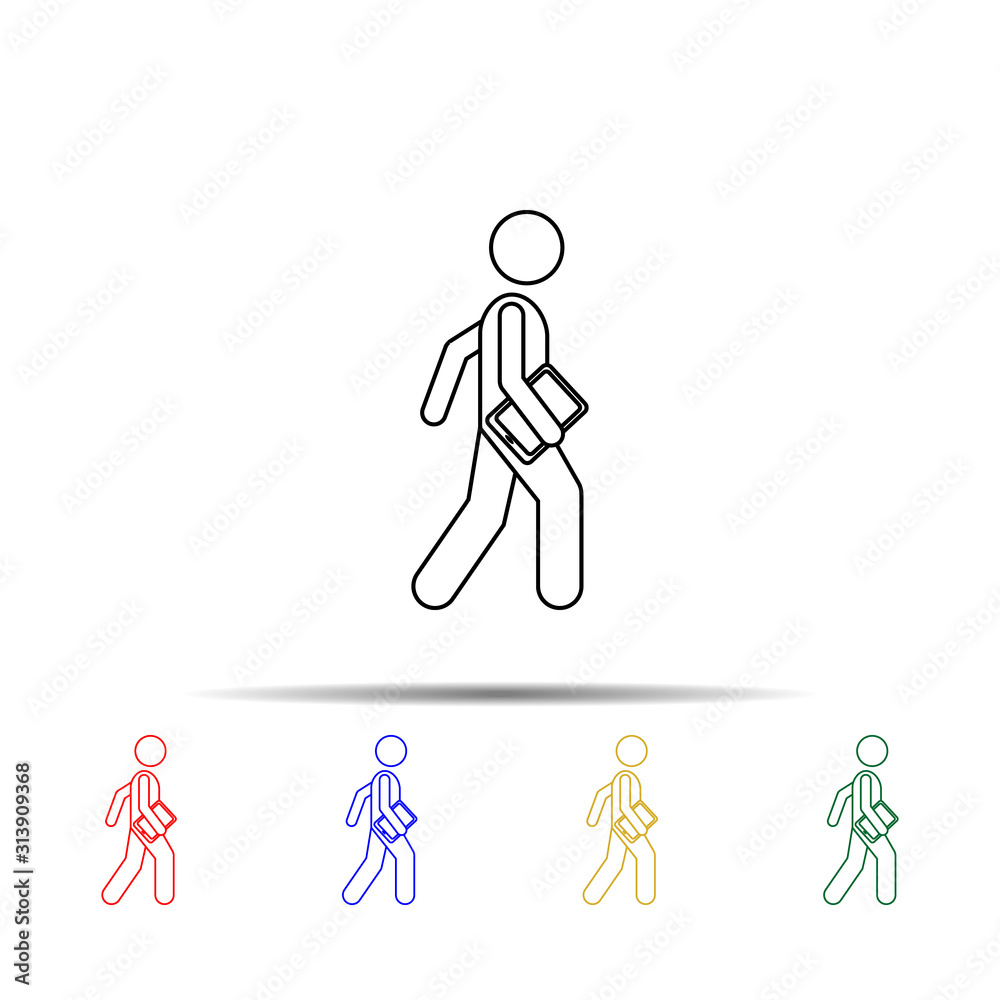 Poster man with smart tablet multi color style icon. simple thin line, outline vector of vmle bag and lugga