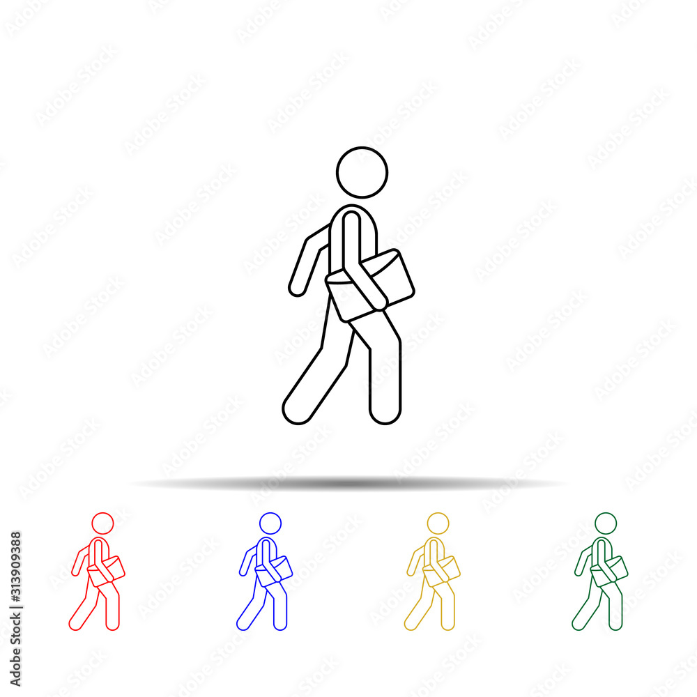 Poster man with document folder multi color style icon. simple thin line, outline vector of vmle bag and lu