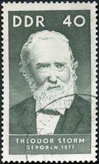 GERMANY - 1967: shows Hans Theodor Woldsen Storm (1817-1888), German writer, 1967