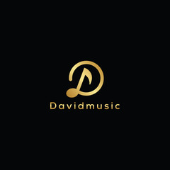 D  Music luxury Letter logo design full vector