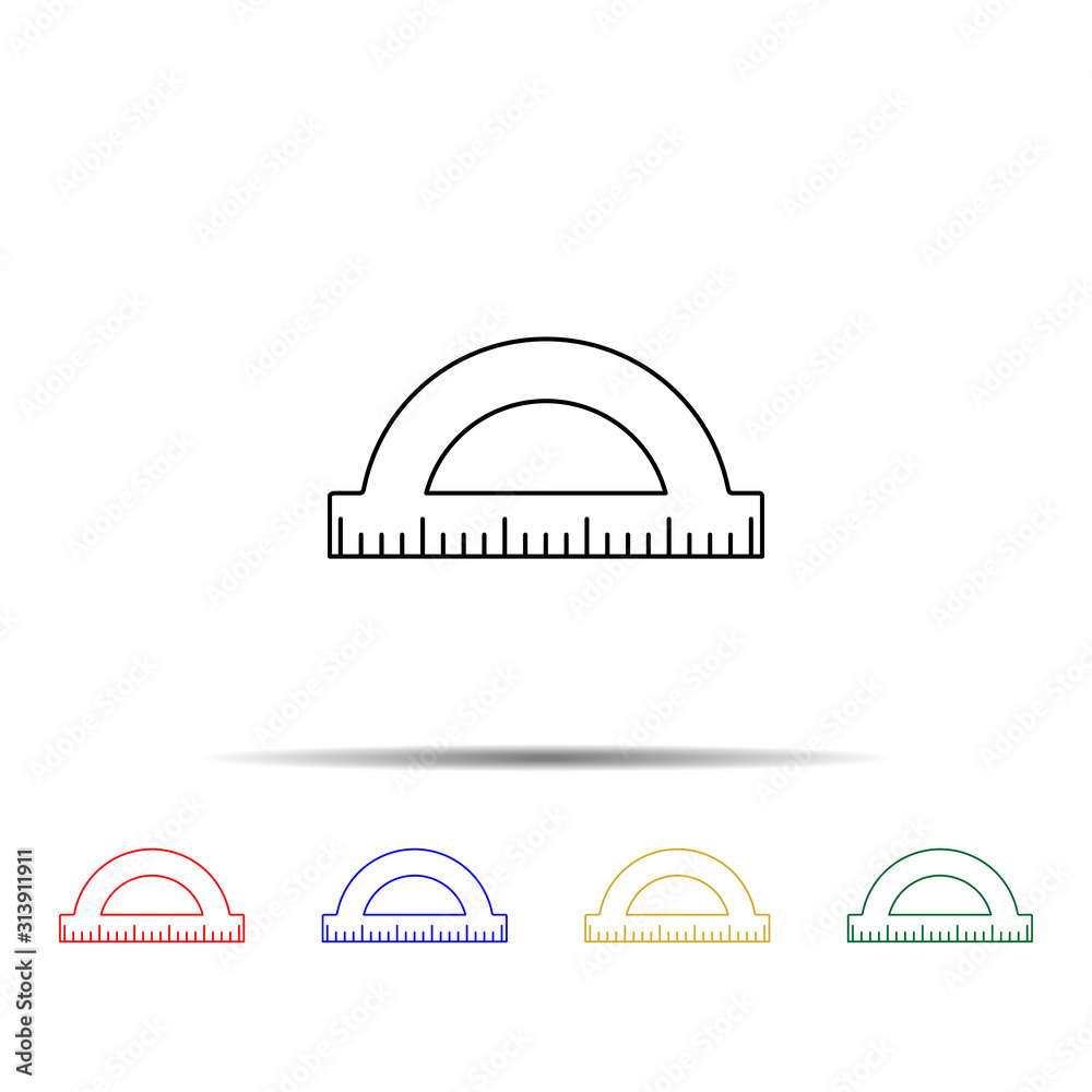 Poster protractor multi color style icon. simple thin line, outline vector of measure icons for ui and ux, 