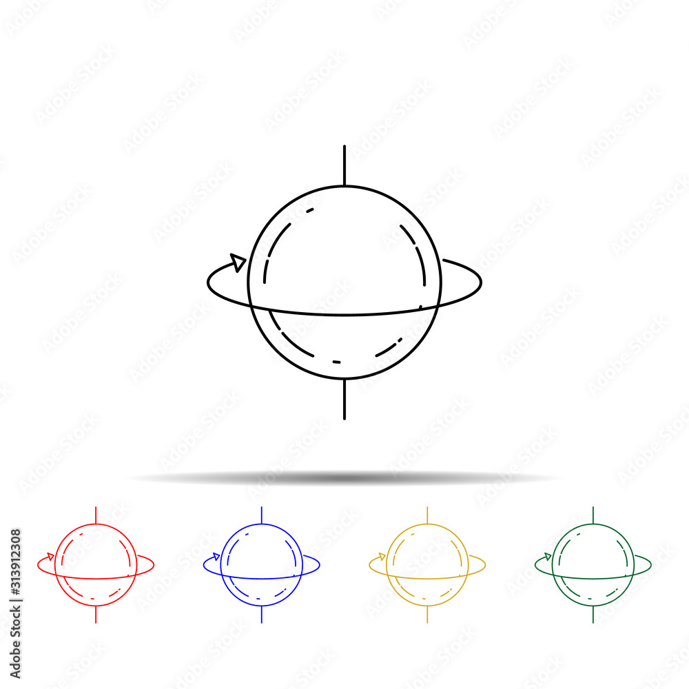 Poster planet revolution meter multi color style icon. simple thin line, outline vector of measure icons fo