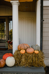 pumpkins on wooden table