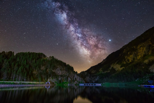 Night  astrophotography. Milky Way  over Pyrenees