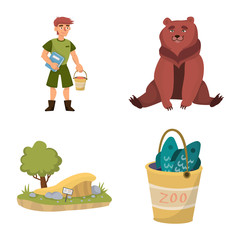 Vector design of zoo and park symbol. Collection of zoo and animal stock symbol for web.