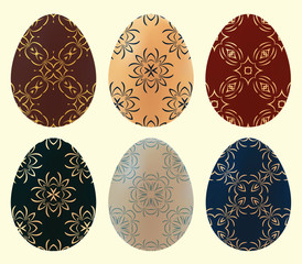 A set of colored Easter eggs. Vector illustration for decoration festive posters, postcards, greetings, invitations and websites.