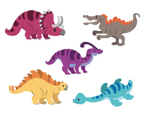 vector drawing of diferent type of dinosaurs 2