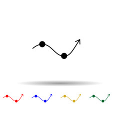 Growing graph multi color style icon. Simple glyph, flat vector of profit icons for ui and ux, website or mobile application