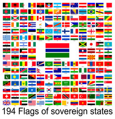 Gambia, collection of vector images of flags of the world
